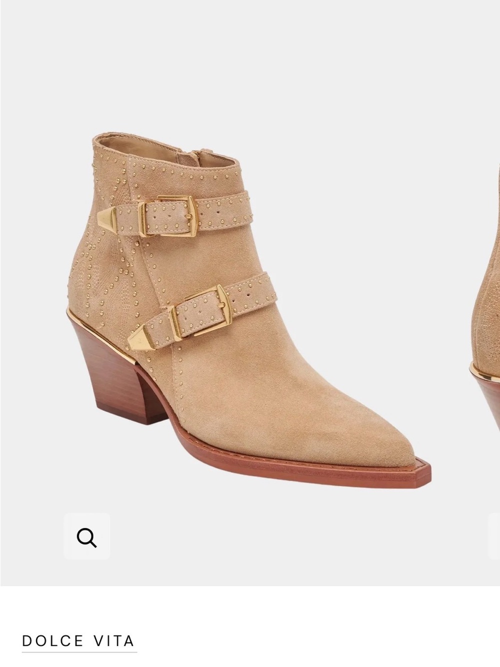 Dolce Vita Western Bootie ‘Ronnie’ Tan Suede Buckle Ankle Boots
